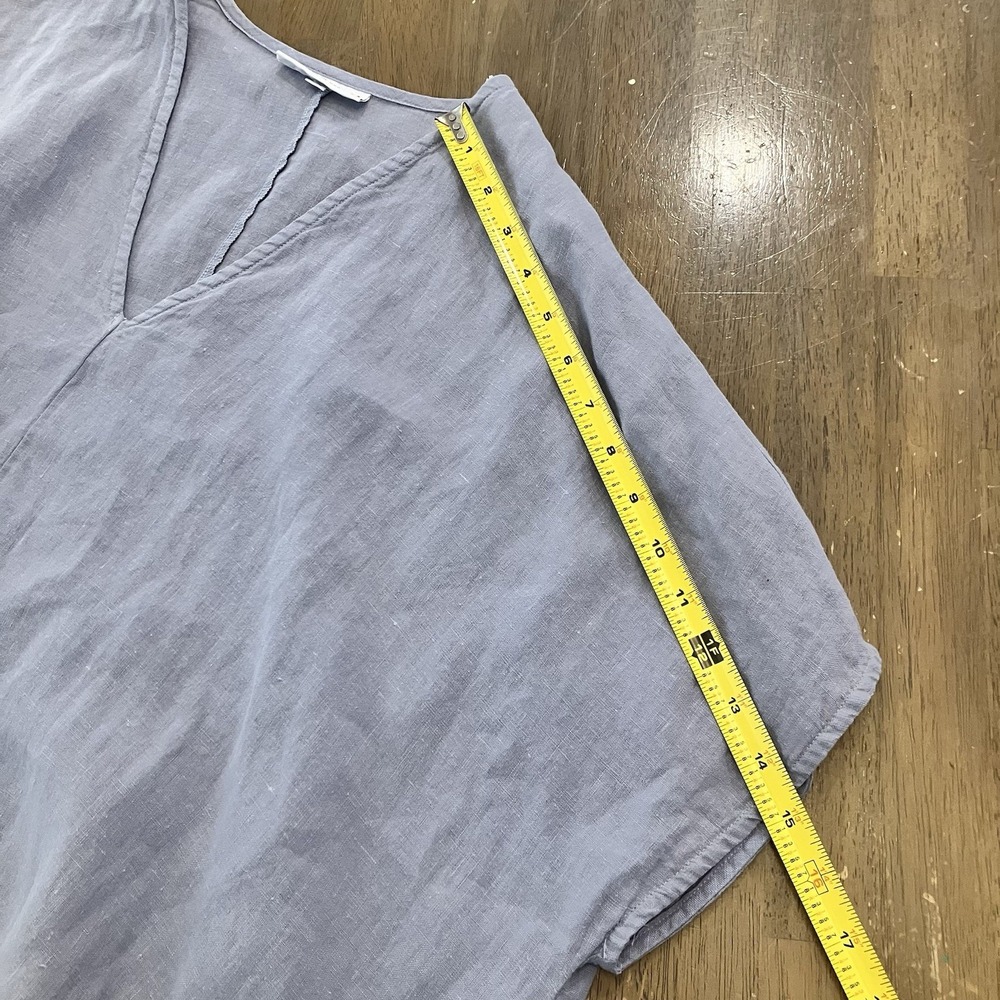 Bryn Walker 100% Linen Caftan Top Shirt Medium Blue Boxy Dolman Lagenlook Blouse - Picture 8 of 9